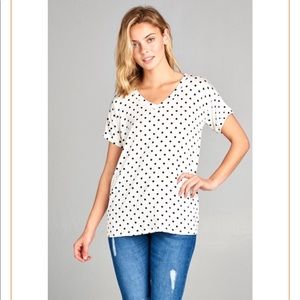 *CLEARANCE $5* New E Luna Polka Dot Tee Top